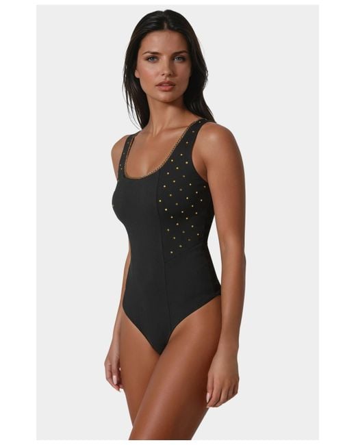 Bebe Blue Embellished Bodysuit