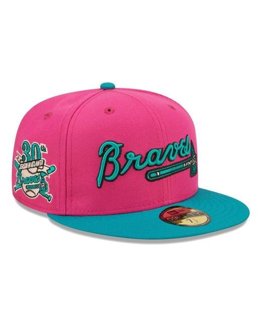 KTZ Pink, Green Atlanta Braves Cooperstown Collection Passion Forest  59fifty Fitted Hat for Men