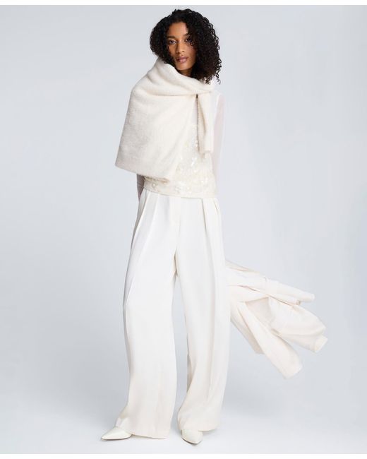 Kenneth Cole White Double Pleated Wide Leg Pants