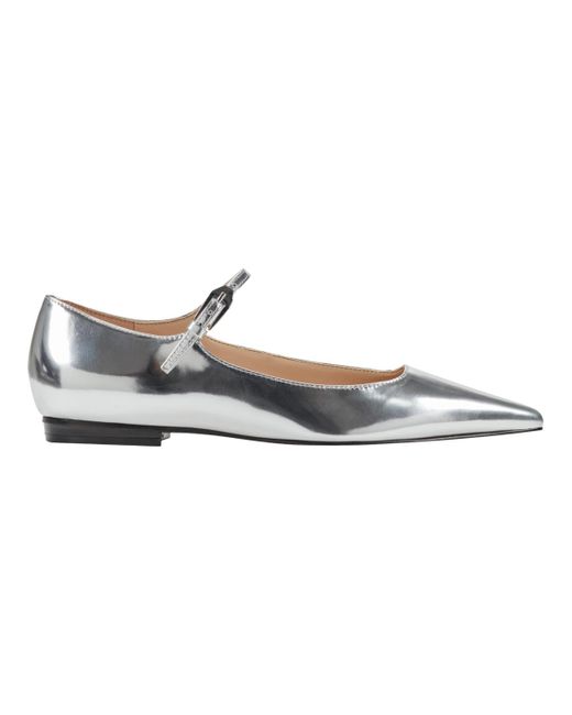 Marc Fisher White Trella Pointy Toe Mary Jane Flats