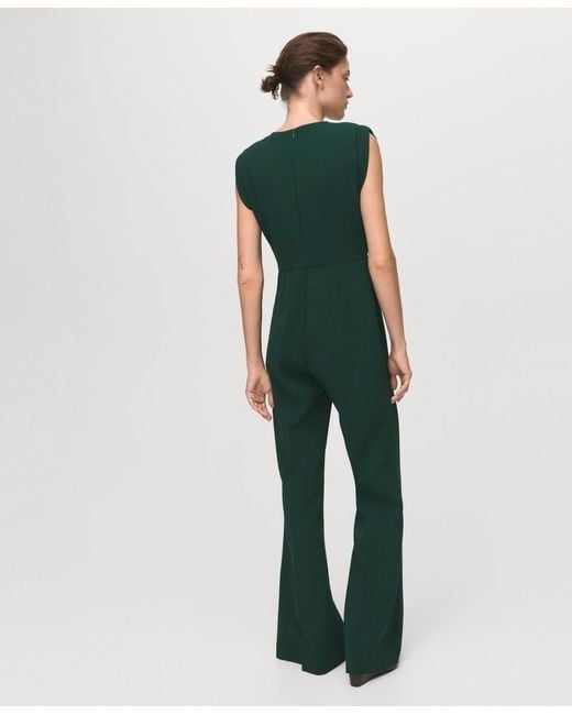 Mango Green Ruched Long Jumpsuit