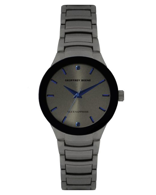 Geoffrey Beene Black Genuine Blue Sapphire Dial Bracelet Watch for men