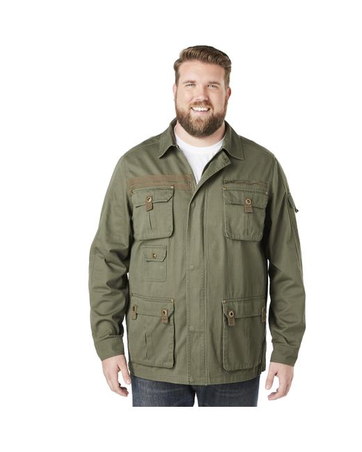 Boulder Creek Green By Kingsize Big & Tall 9 Pocket Twill Utility Jacket for men