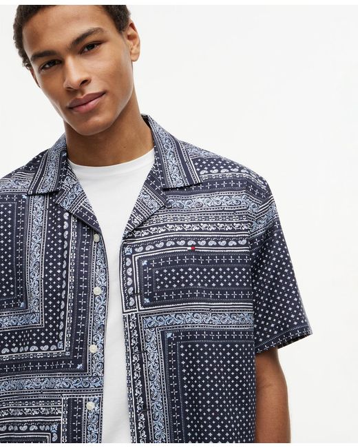 Tommy Hilfiger Relaxed Fit Bandana Print Short Sleeves Shirt in Blue for Men