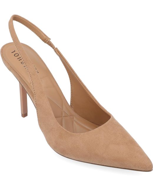 Journee Collection Natural Elenney Pointed Toe Slingback Pumps