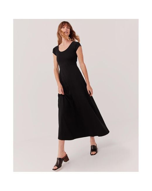 Pact Black Organic Cotton Fit & Flare Crossback Maxi Dress