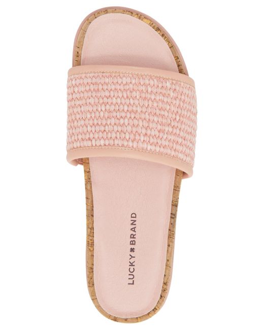 Lucky Brand Pink Dylina Cork Platform Slide Sandals
