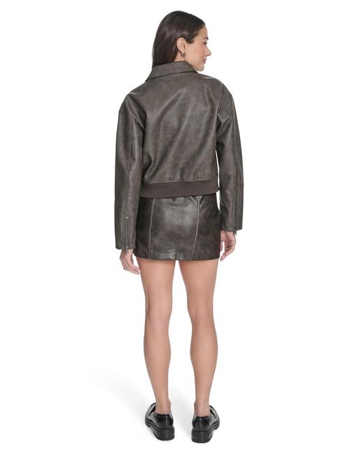 Levi's Gray Regular Faux Leather Bomber Jacket