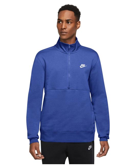 Nike Blue Sportswear Club Brushed Back Half-zip Pullover for men