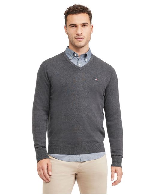 Tommy Hilfiger Gray Big & Tall Syracuse V-neck Sweater for men