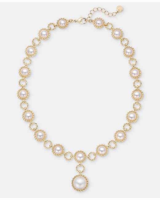 Charter Club Metallic Imitation Pearl Pendant Necklace