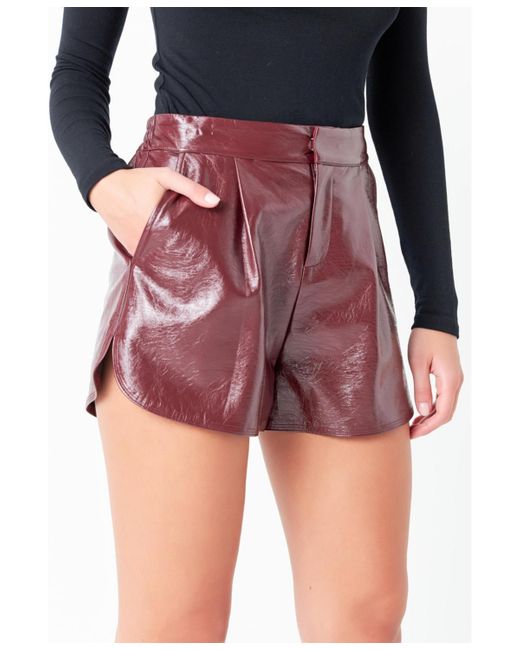 Grey Lab Red High-waisted Faux Leather Shorts
