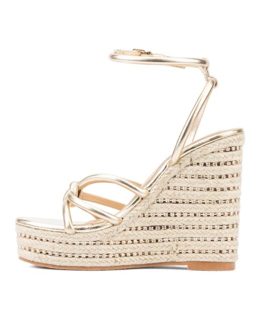 New York & Company Natural Electra Rhinestone Embedded Wedge Sandals