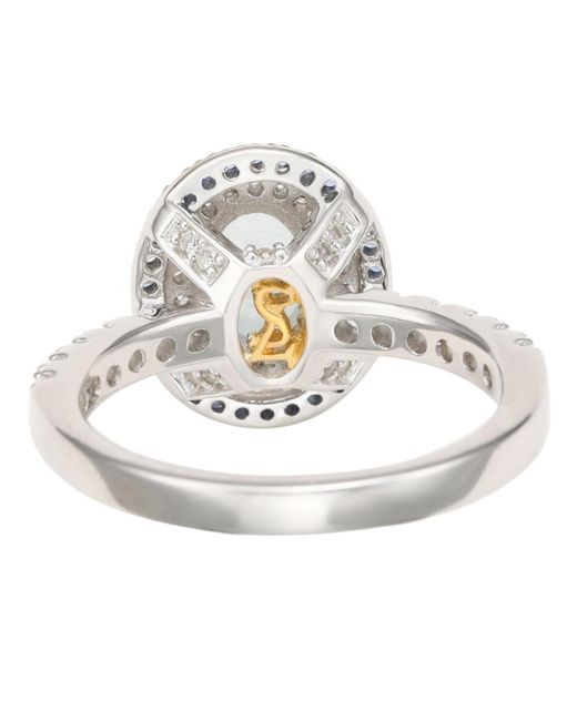 SUZY LEVIAN NEW YORK Multicolor Suzy Levian Sterling Silver Oval Cut Topaz And Sapphire Double Halo Ring