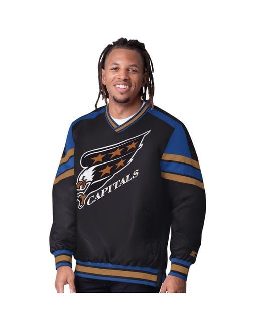 Starter Blue Washington Capitals Reliever V-neck Pullover Jacket for men