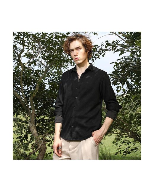 Campus Sutra Black Solid Knit Shirt for men