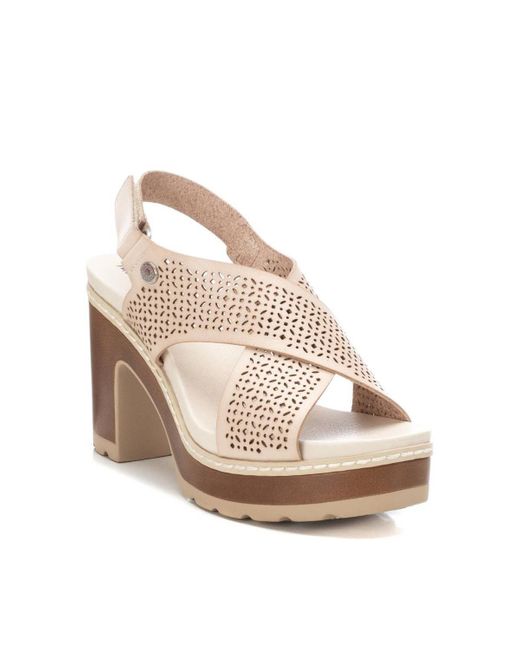 Xti White Cross Strap Heeled Sandals By