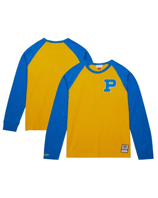 Mitchell & Ness Yellow Pitt Panthers Legendary Slub Raglan Long Sleeve T-shirt for men