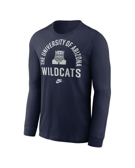 Nike Blue Arizona Wildcats Legacy Arched Logo Long Sleeve T-shirt for men
