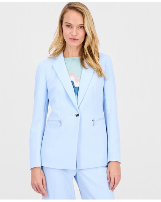 Anne Klein Blue Notch-collar One-button Jacket