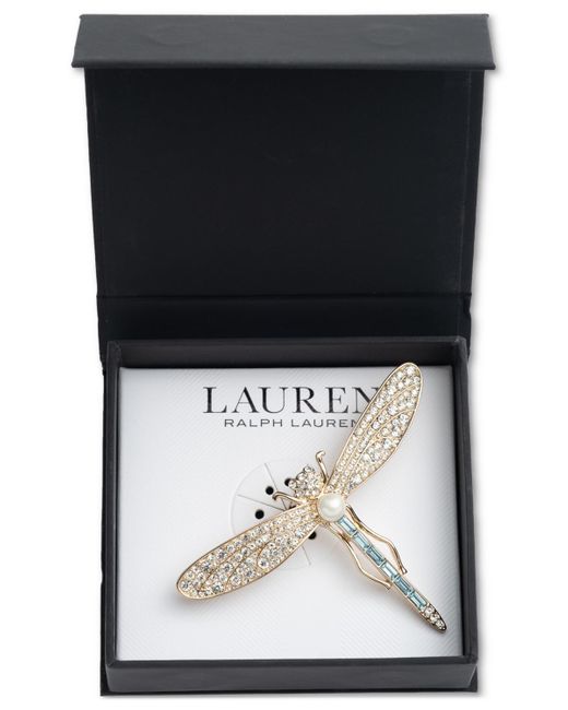 Lauren by Ralph Lauren Natural Gold-tone Mixed Stone Dragonfly Pin