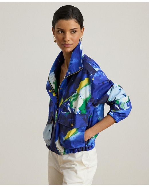 Ralph Lauren Blue Abstract-print Windbreaker Jacket