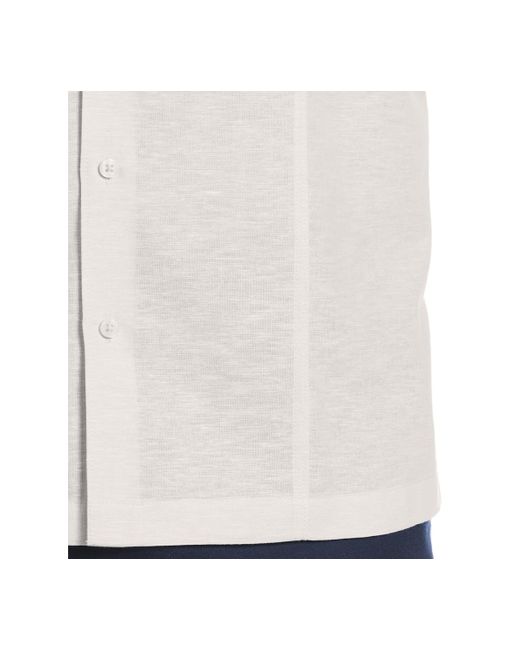 Cubavera White Classic-fit Linen Blend Short Sleeve Button-front Shirt for men