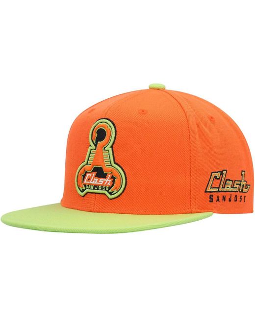 Mitchell & Ness Orange San Jose Earthquakes Throwback Logo Snapback Hat for men