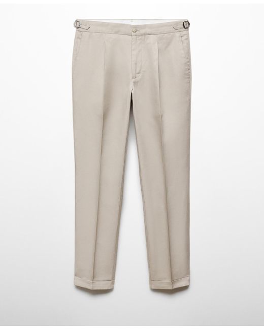 Mango Natural Linen Blend Pleated Trousers for men