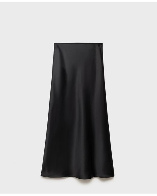 Mango Black Satin Long Skirt