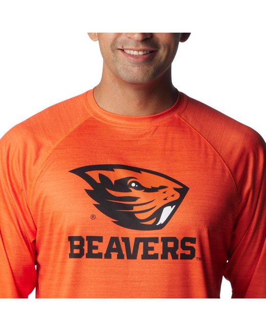 Columbia Orange Oregon State Beavers Pfg Terminal Tackle Omni-shade Raglan Long Sleeve T-shirt for men