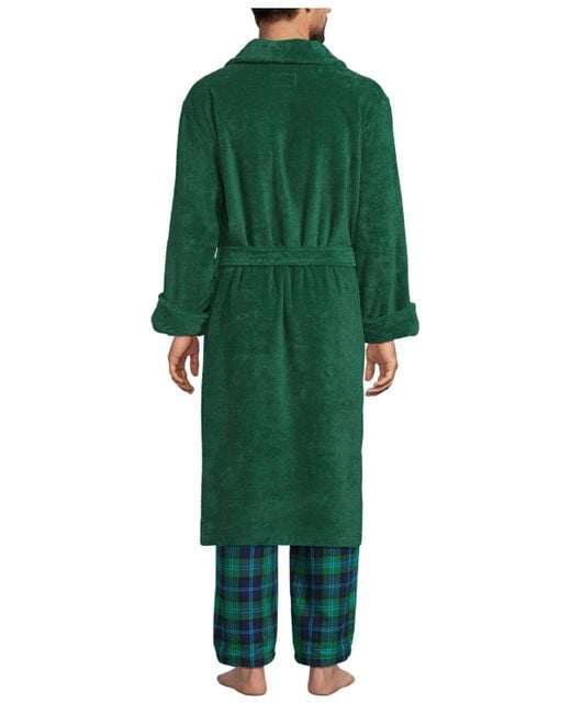 Lands' End Green Calf Length Turkish Terry Robe for men