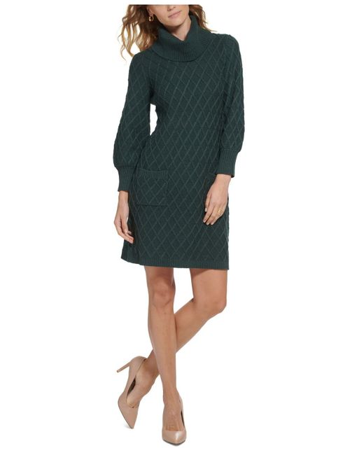 Jessica Howard Turtleneck Sweater Dress in Green Lyst