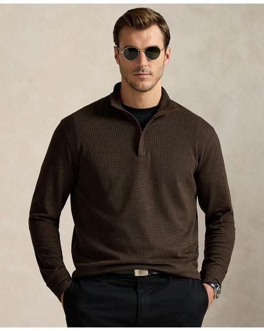 Polo Ralph Lauren Black Big & Tall Houndstooth Luxury Jersey Pullover for men