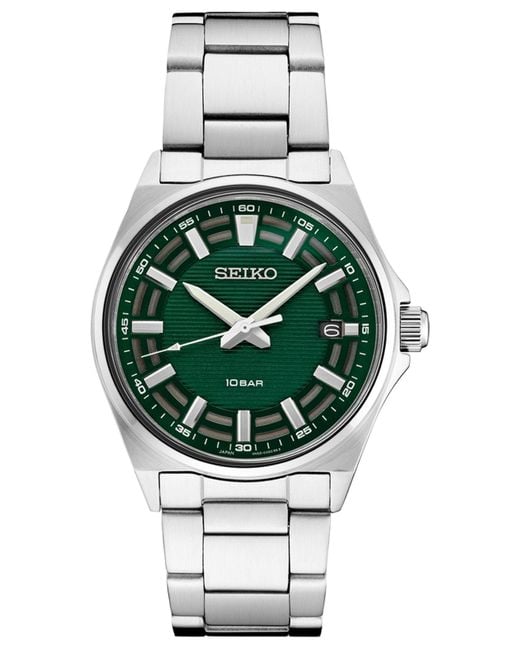 Seiko Analog Essentials Stainless Steel Bracelet Watch 40mm in Green ...