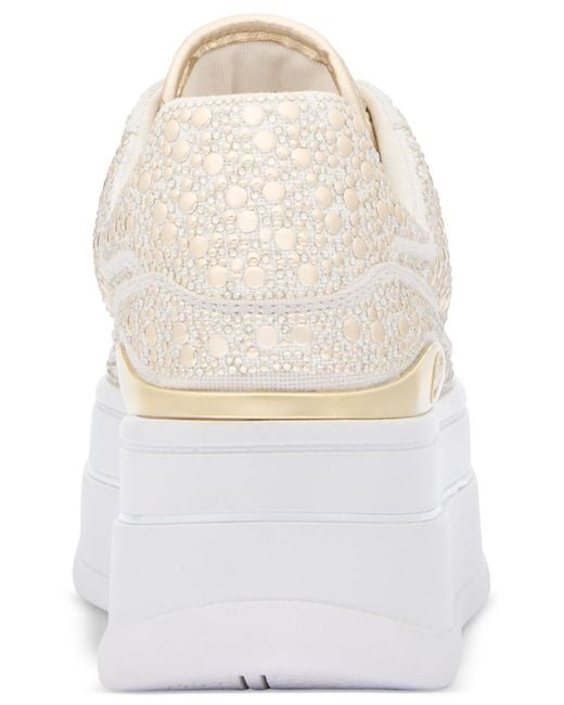 Michael Kors White Michael Hayes Embellished Platform Sneakers