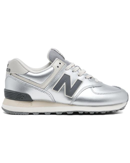 New Balance White 574 Metallic Casual Sneakers From Finish Line