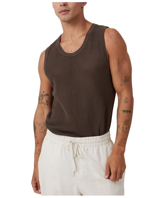 Cotton On Brown Knit Tank Top for men