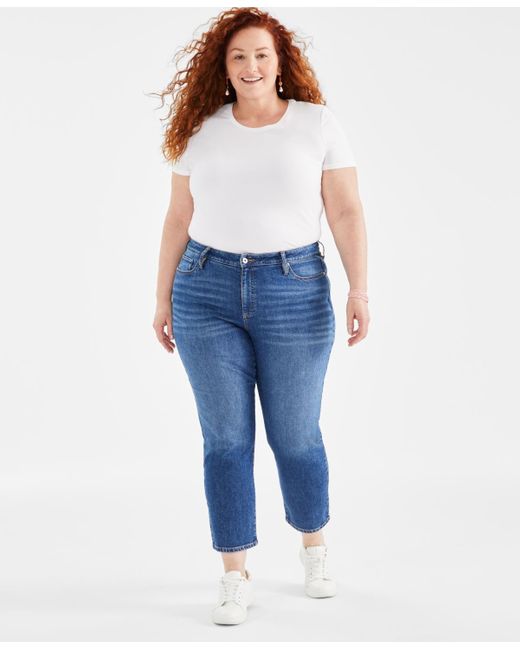Style & Co. Blue Plus Size Mid-rise Girlfriend Jeans