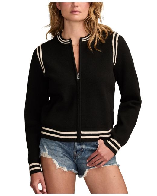 Lucky Brand Black Zip-up Long-sleeve Bomber Jacket