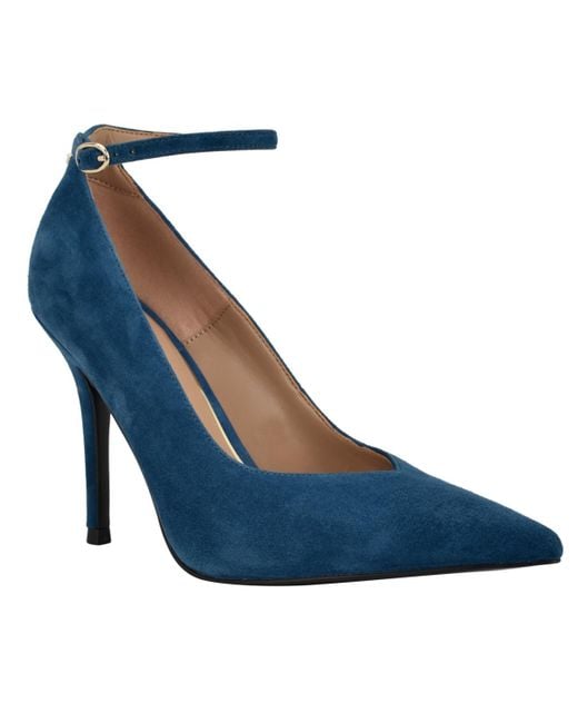 Guess Blue Napril Ankle Strap Stiletto Dress Pumps