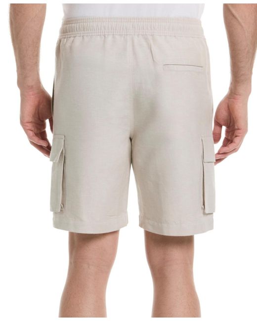 Cubavera Gray 8" Drawstring Linen Cargo Shorts for men