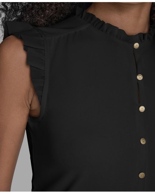 BCBGMAXAZRIA Gray Sleeveless Button Down Blouse