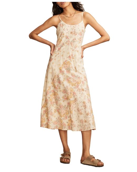 Lucky Brand Natural Patchwork Print Midi Slip Dress