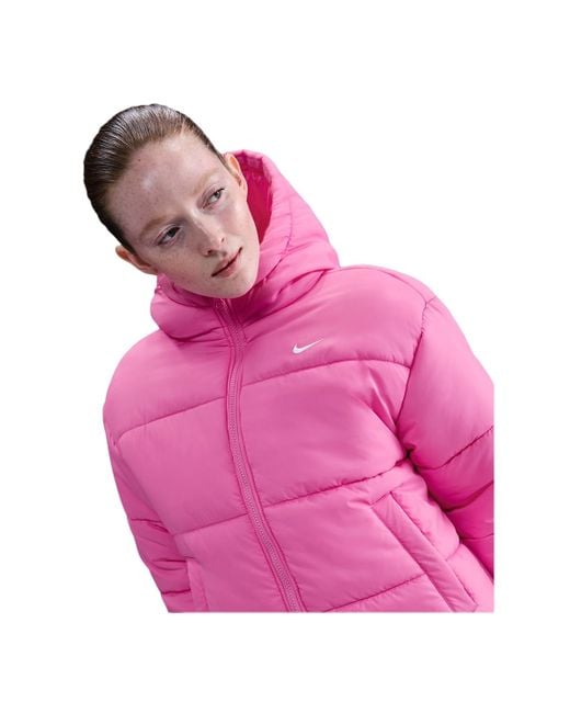Nike Pink Therma-fit Hooded Puffer Jacket