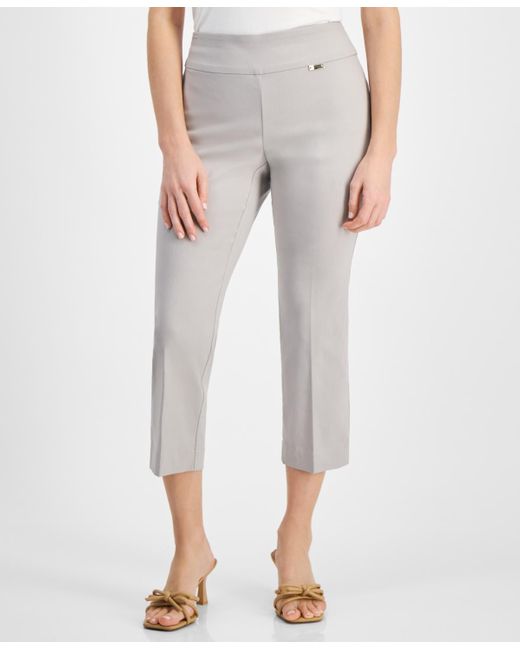 INC International Concepts Gray Petite Mid-rise Straight-leg Capri Pants