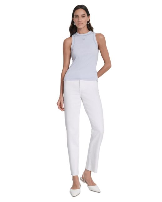 DKNY White Studded Crewneck Tank