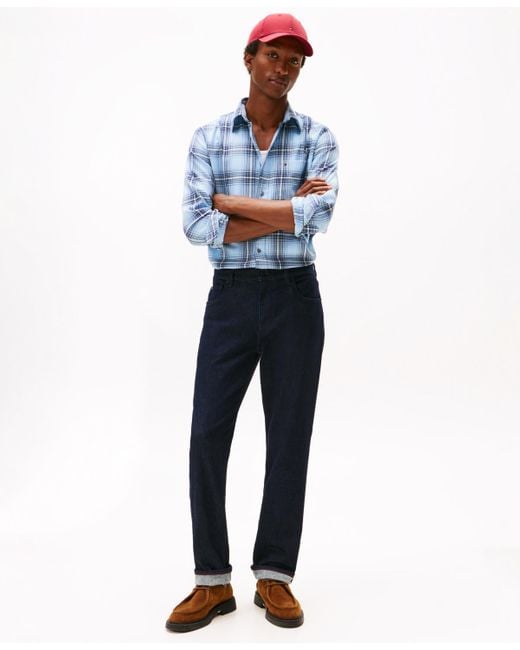 Tommy Hilfiger Blue Regular-fit Blend Checked Shirt for men