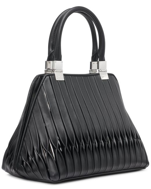 Calvin Klein Black Granite Convertible Pleated Satchel