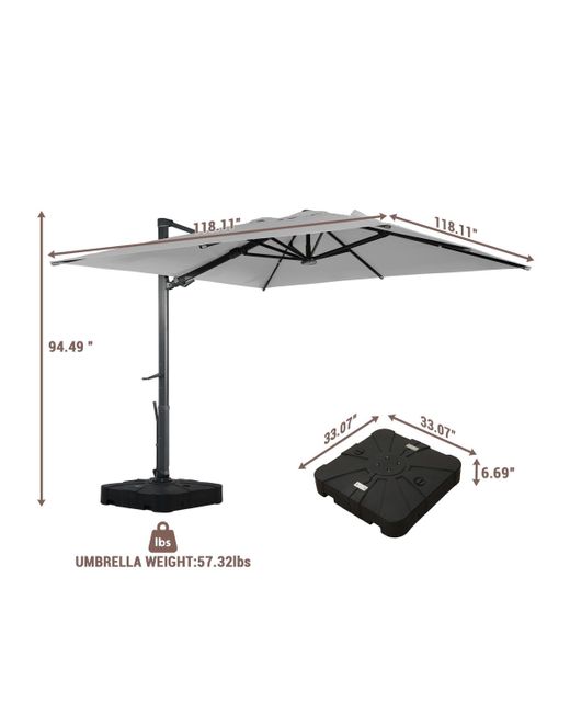 Mondawe Gray 156"w X 120"d Rectangular 360 Degree Rotation Cantilever Umbrella W/ Weight Base Included